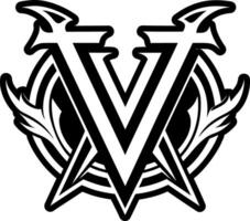Minimalistic v monogram crafted in solid style vector