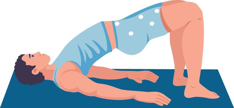 Man performing bridge pose on mat vector