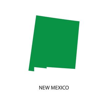 Map of New Mexico, in green color, with simple outline and shape. vector