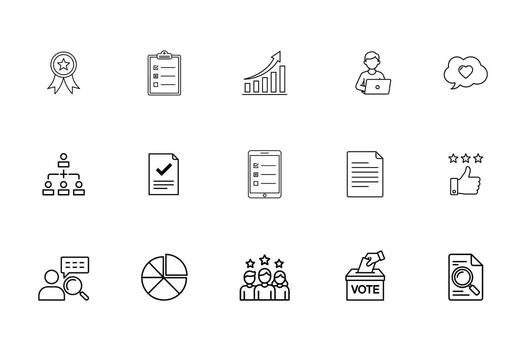 Collection of Business and Finance Icons Representing Data Analysis and Success illustration vector