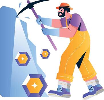 An illustration of crypto mining designed in flat style vector