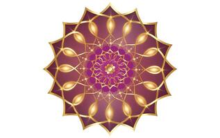 loto flor mándala, oro lujo floral ornamento, Arábica logo diseño. púrpura flor florecer símbolo de yoga, spa, belleza salón, productos cosméticos, relajarse, marca estilo, aislado en blanco antecedentes vector