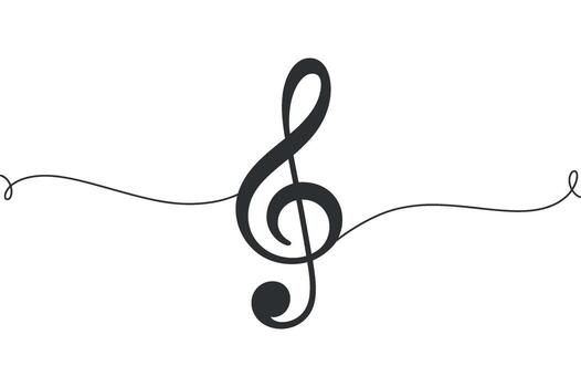 Elegant Treble Clef Continuous Line Drawing Illustration for Musical Notation and Artistic Design Projects vector