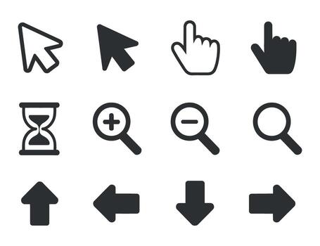cursor y lupa icono conjunto ilustración esencial ui elementos para web y solicitud diseño proyectos vector