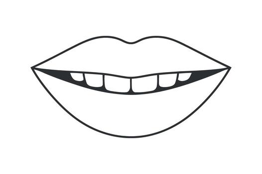 Outline of Lips with Teeth on a Transparent Background, Ideal for Graphic Design and Creative Projects vector