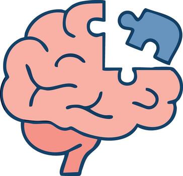 human brain with a missing puzzle piece, representing memory loss, vector
