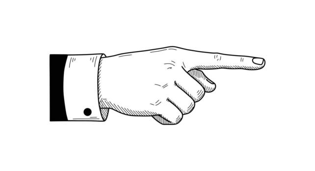 A hand pointing at something with a finger vector