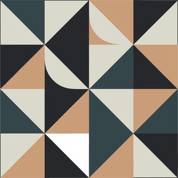Geometric pattern with triangles and curved shapes in muted colors abstract background vector