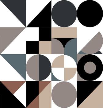 Geometric abstract pattern with circles squares and triangles in muted colors background 1 vector