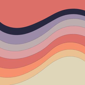 Abstract wavy stripes in warm muted colors with dark outlines background wave vector