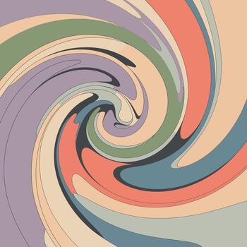 Swirling abstract pattern with pastel colors and dark outlines background vector