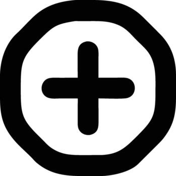 Simple Black Plus Sign Inside Circle for Addition or Increase vector