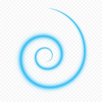 Transparent neon glowing cyan spiral rings circular blue energy light abstract swirl lines futuristic motion effect vortex blur wave radiant bright curves dynamic rotation on isolated background vector