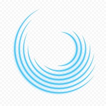 Transparent neon cyan glowing spiral rings circular blue energy light abstract swirl lines futuristic motion effect vortex blur wave radiant bright curves dynamic rotation on isolated background vector