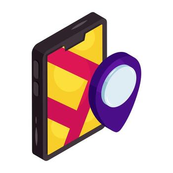 Map and location marker on smartphone vector