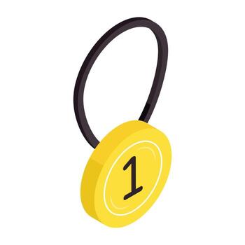 Yellow token with the number one vector
