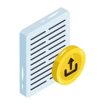 Document upload icon with coin vector