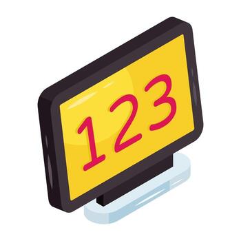 Digital screen showing number 123 vector