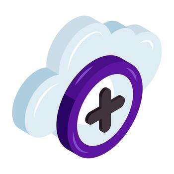 A creative isometric design icon of add cloud vector