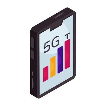 Trendy isometric design icon of mobile 5g network vector
