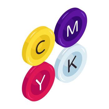 Unique isometric design icon of color selection, cmyk vector