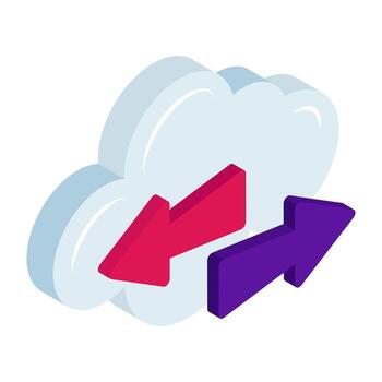 editable isométrica diseño icono de nube datos transferir vector
