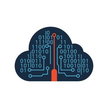 digital nube informática binario datos vector
