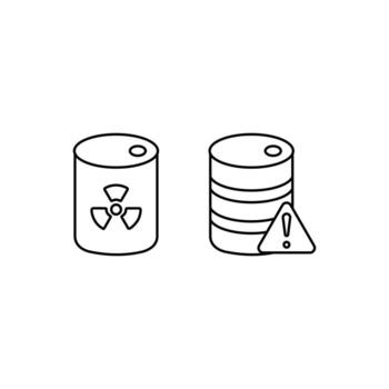 Barrels with hazard symbols for radioactive and dangerous substances. Perfect for illustrating safety protocols, environmental hazards, or industrial concepts. vector