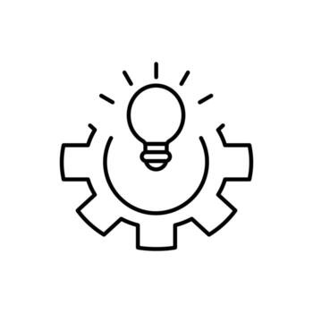 Ability icon with light bulb gear symbolizes potential for bright ideas. Suitable for icons representing innovation, creativity, and problemsolving concepts. vector