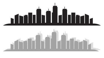 urbano paisaje urbano silueta recopilación. edificios y trama de semitonos paisajes urbanos colocar. vector