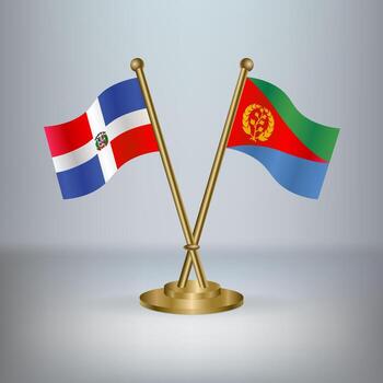 Dominican Republic and Eritrea table flag relation, with gradient background. vector
