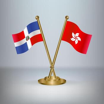 Dominican Republic and Hong Kong table flag relation, with gradient background vector