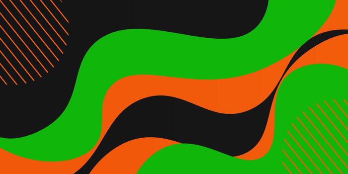 Abstract black background with orange and green wave fluid pattern. Horizontal wave fluid background. EPS10. vector