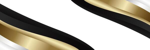 Abstract luxury metallic banner background with black, white, and gold colors. Suitable for web banners, headers, sale templates, business ads, awards, and more vector