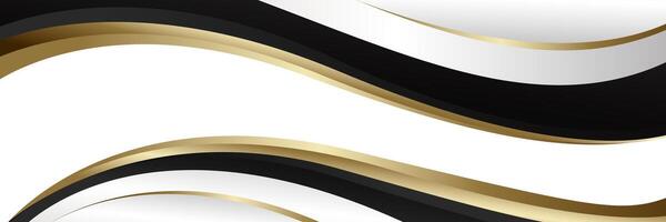 Abstract luxury metallic banner background with black, white, and gold colors. Suitable for web banners, headers, sale templates, business ads, awards, events, and more vector