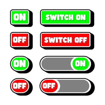 Colorful switch buttons set with on and off states vector
