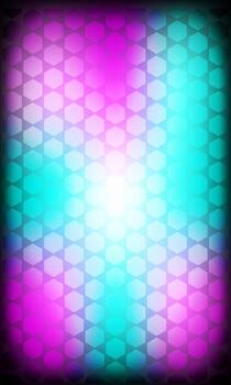 Abstract background illustration featuring a geometric hexagon pattern with gradient colors in pink, purple, and cyan. It creates a visually appealing and modern design. vector