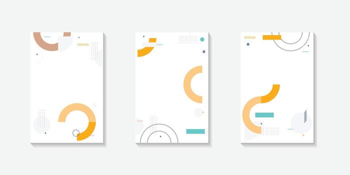 Minimal abstract geometric background with turquoise, brown and yellow circular and wave elements vector