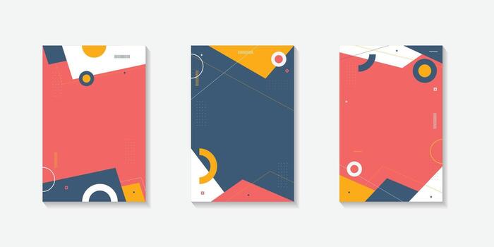 Minimal abstract geometric background with blue, red and yellow circular and wave kinds elements vector