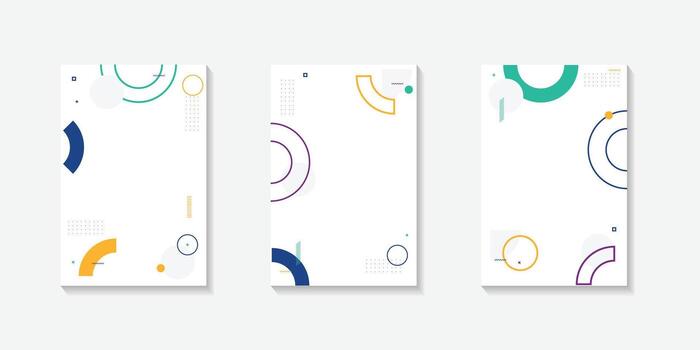 Minimal abstract geometric background with blue, turquoise and yellow circular and wave elements vector