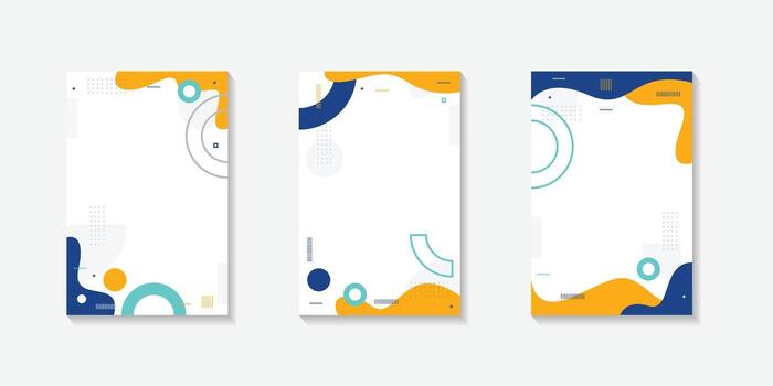 Minimal abstract geometric background with blue, red and yellow circular and wave elements vector