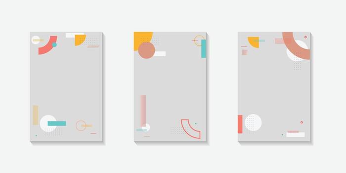 Minimal abstract geometric background with grey, red and yellow circular and wave elements vector