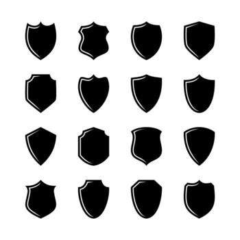 shield icons collection with various shapes and styles vector