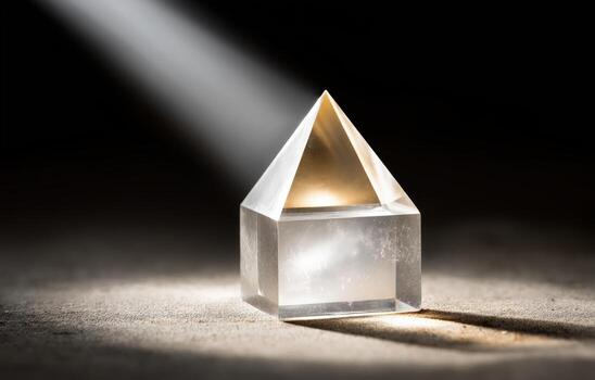 Triangular prism casting light beams in a minimalistic setting, symbolizing digital transformation and future networks photo