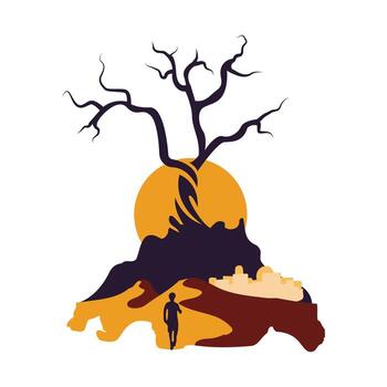 summer tree with a colorful background vector