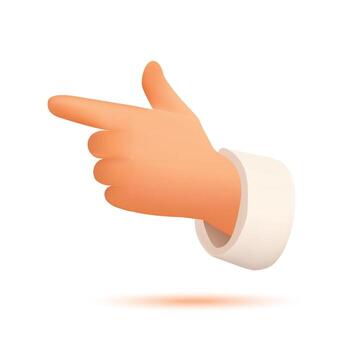 Human hand in a sleeve pointing to the left. Modern icon for interface, design, emoji, app or web use. 3D illustration. vector