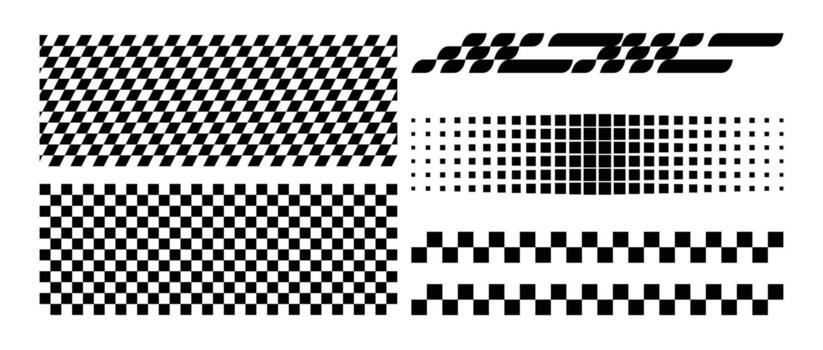Black and white checkered line seamless pattern repeating banner. Racing stripe graphics vector