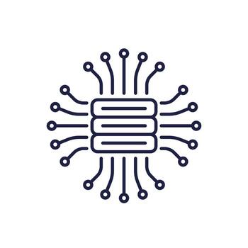 middleware line icon with a server vector