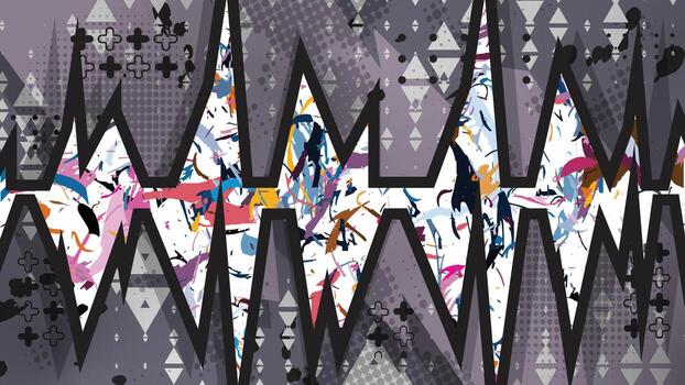 abstract sound wave pattern with colorful paint splatters vector