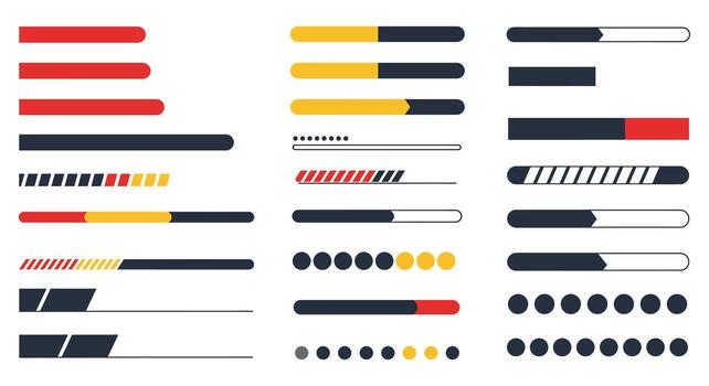 A set of different colored buttons and arrows vector